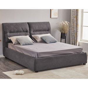 Letto Matrimoniale Contenitore Safira Tessuto Grigio Scuro 173x214,5x112 cm