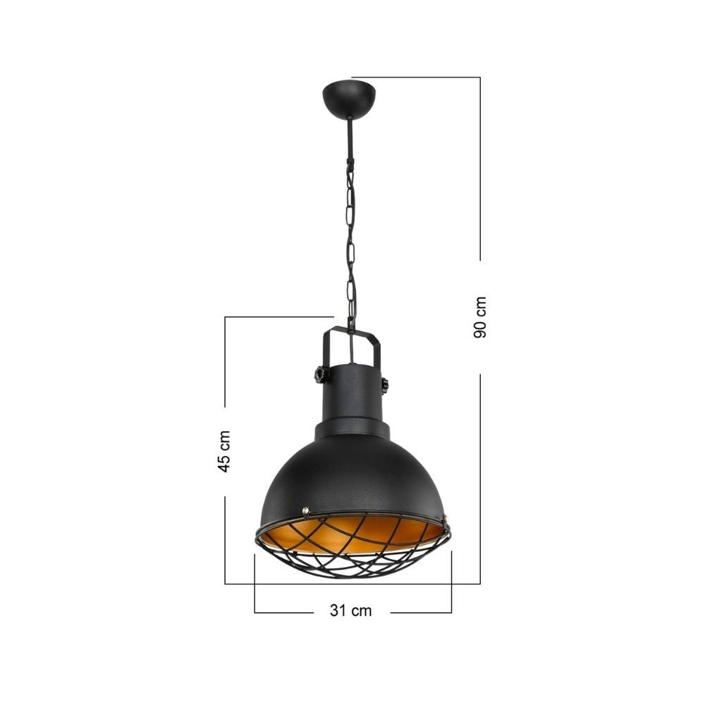 Lampada a sospensione Tonya ASZ1187 stile industriale nero EFFEZ