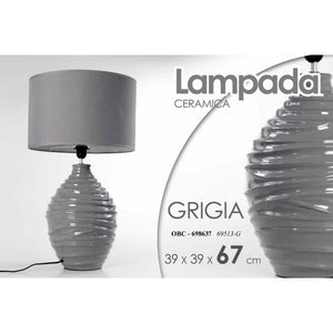 Lampada moderna  da tavolo grigio lume ceramica cm 39 x 39 x 67 h