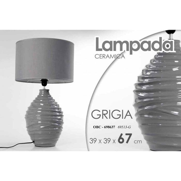 Lampada moderna  da tavolo grigio lume ceramica cm 39 x 39 x 67 h