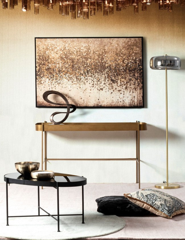 Consolle Rashida Oro con piano in vetro 120x43 cm