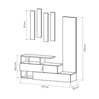 Mobile da ingresso tortora e antracite con specchio Ramda  137x35xh.154 cm