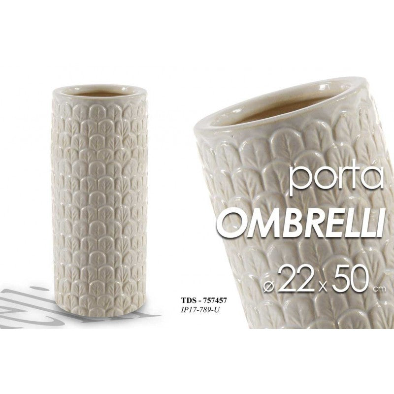 Portaombrelli in ceramica panna design   cm 22 x 50 h