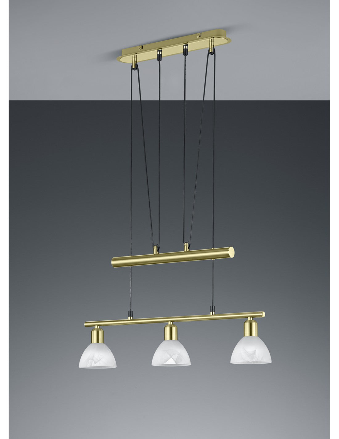 Sospensione Moderna 3 Luci Bilanciere Levisto Ottone Trio Lighting