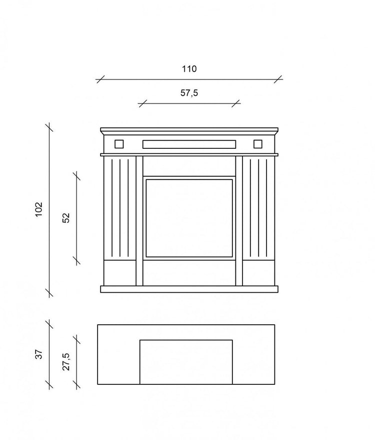 Biocamino design  da terra bioetanolo bianco cm 102 x 37 x h 110