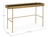 Consolle Rashida Oro con piano in vetro 120x43 cm