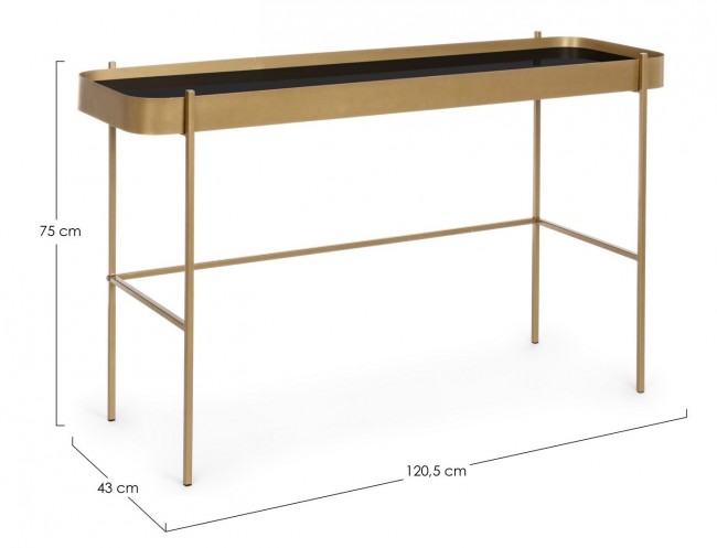 Consolle Rashida Oro con piano in vetro 120x43 cm