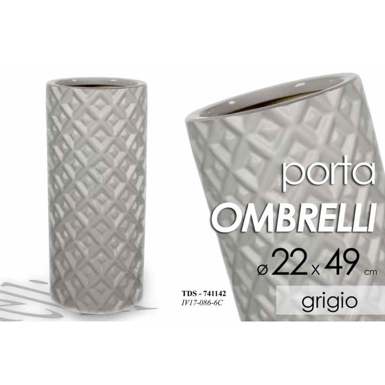 Portaombrelli in ceramica grigio design  cm 22 x 49 h