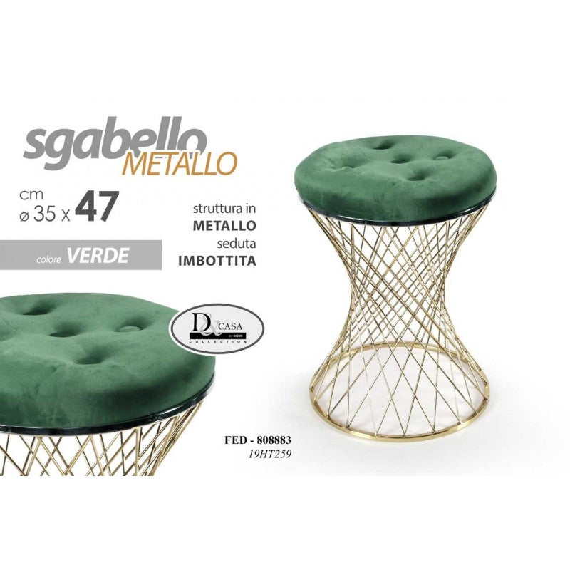 Sgabello trendy verde con struttura oro 35 x 47 h