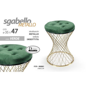 Sgabello trendy verde con struttura oro 35 x 47 h