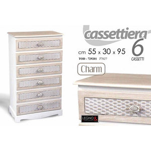 Cassettiera 6 posti bianco  shabby e beige  cm 55 x 30 x 95 h