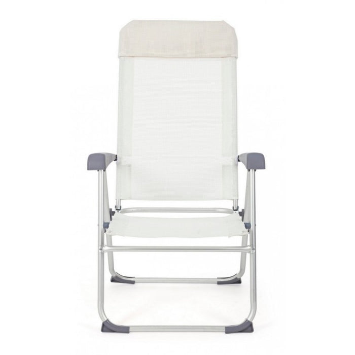 Garden lounge chair in aluminum and White CROSS fabric 58x62,5x h110 cm