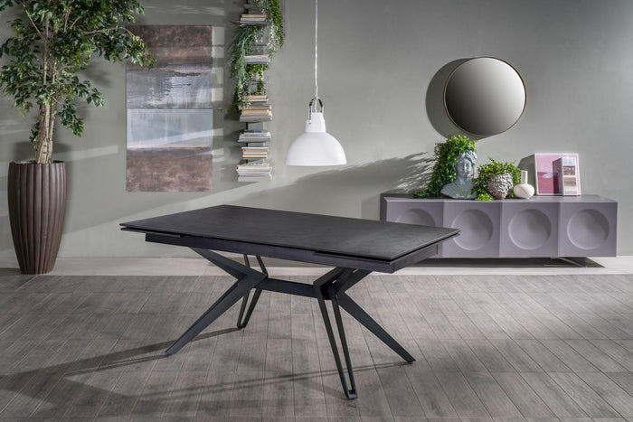 Tavolo allungabile grigio vintage - nero opaco 90 cm x 160-240  cm cm H. 76 cm