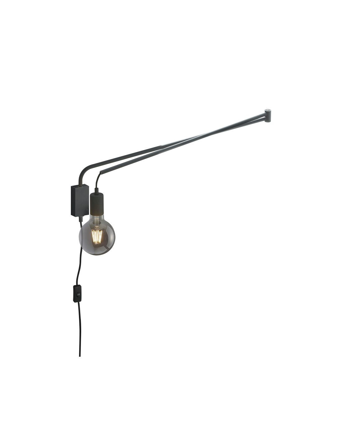 Applique Braccio Flessibile Line Nero Portalampada E27 Trio Lighting