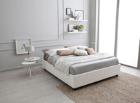 Letto singolo con struttura in legno e similpelle bianco 168x205x26h cm