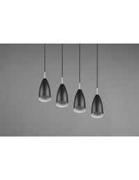 Sospensione Lineare Isola Farin 4 Luci Nero E Ottone Trio Lighting