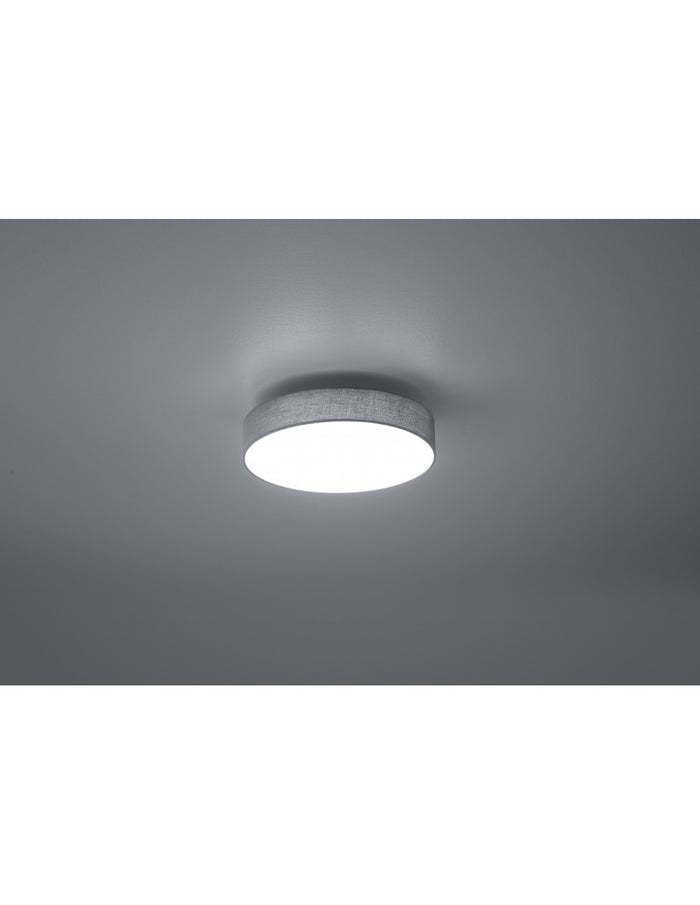 Plafoniera Soffitto Led Paralume Tessuto Grigio Lugano Ø30 cm Trio Lighting