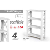 Scaffale legno bianco slim salvaspazio cm 60 x 30 x 100 h