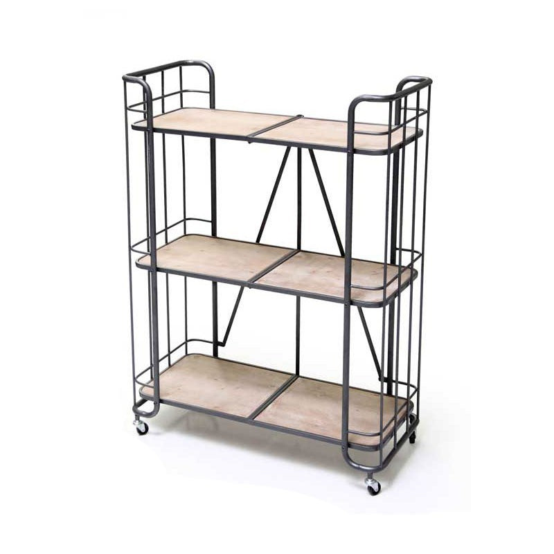 Scaffale libreria 3 mensole dotato di ruote 80x40xh116 cm