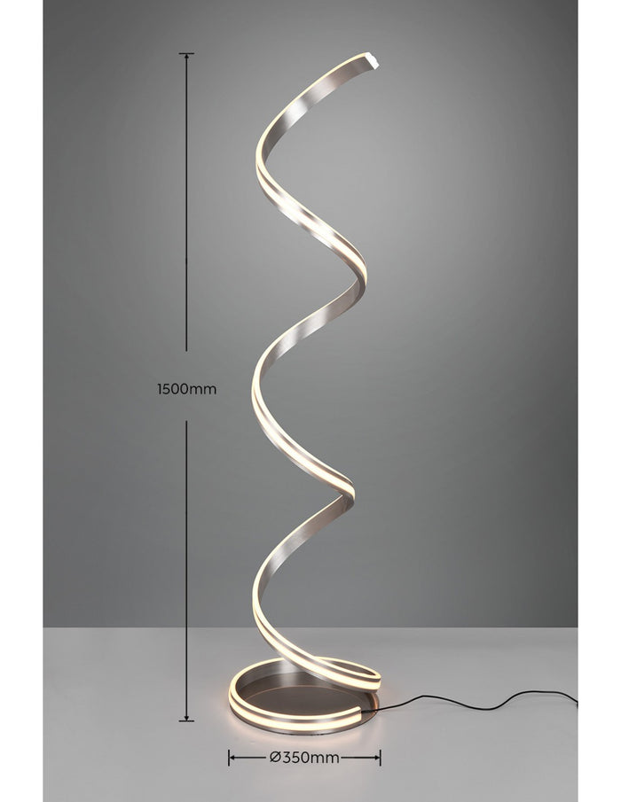 Lampada Da Terra Moderna Yara Spirale Nichel Led Dimmer Trio Lighting