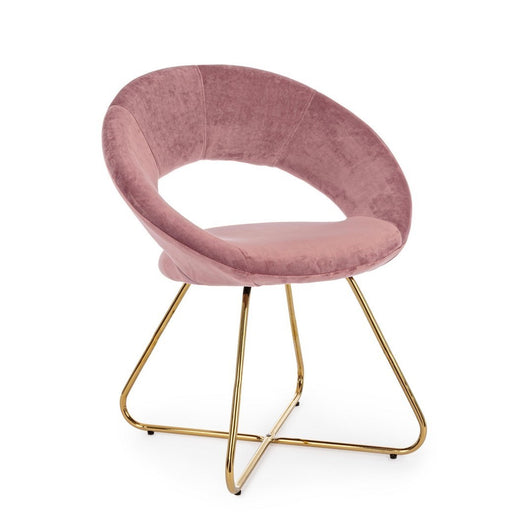 Poltrona Vanity Oro in velluto rosa