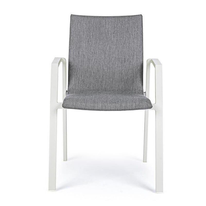 Sedia Per Esterno In Alluminio Bianco Con Cuscino Grigio Scuro Odeon 55,5X60 H83 Cm