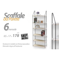 Scaffale slim  da parete 6 ripiani cm 65 x 17 x 178 h