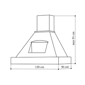 Cappa rustica con camino da cucina TOSCA bianca con finiture in legno colore corda cm 120