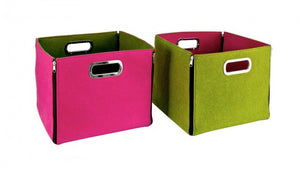 Scatola in feltro con zip verde fucsia assortite