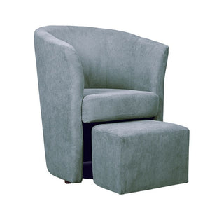 Poltrona in tessuto con pouf estraibile DJERBA Grigio Chiaro 63,5x 62,5x h76 cm