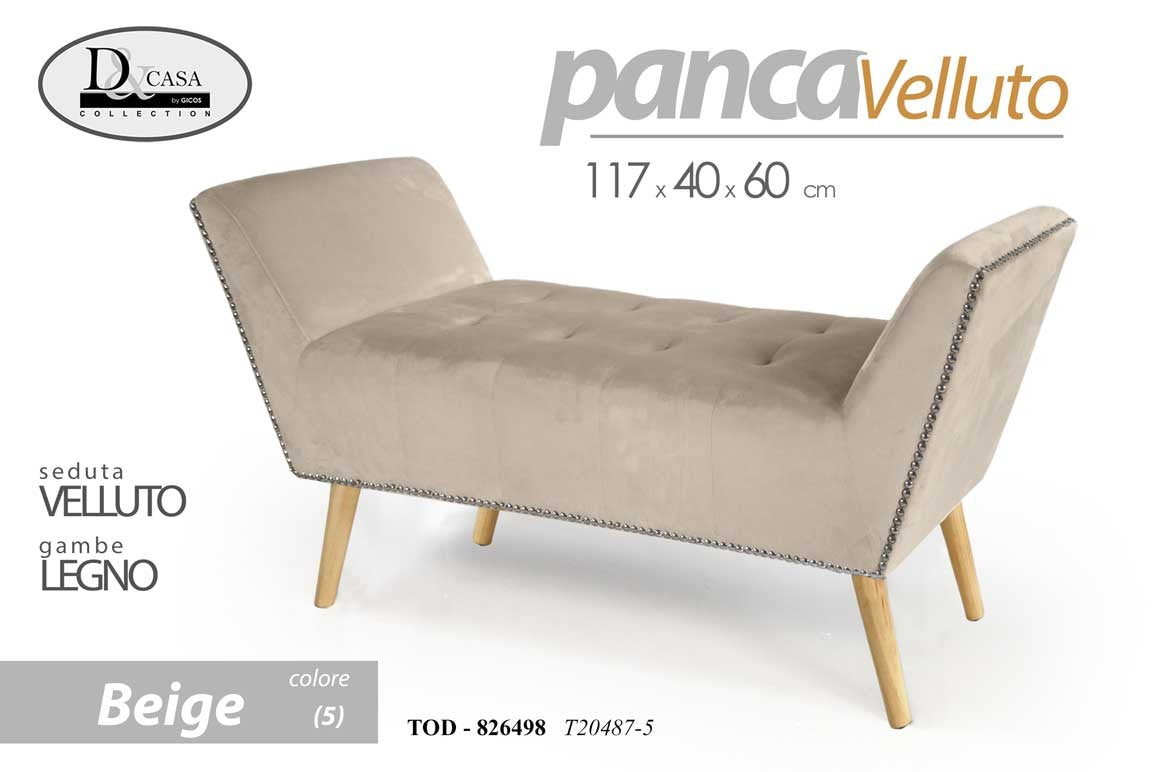 Panca beige arredo scendiletto cm 117 x 40 x 60 h