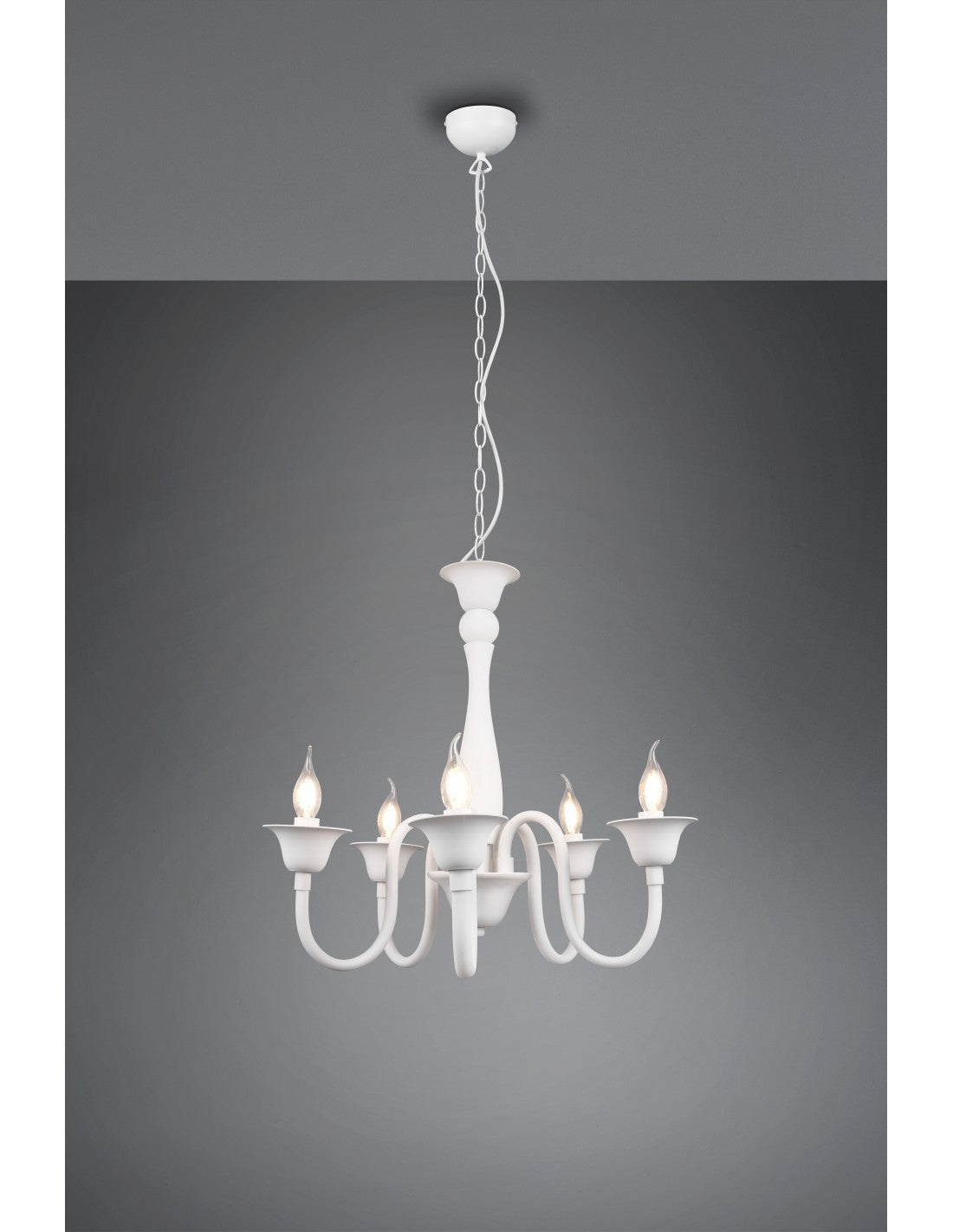 Lampadario Bianco 5 Luci Con Catena Elsa Trio Lighting