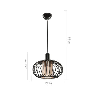 Lampada a sospensione Terla MDL3674 con struttura in ferro e diffusore in vetro EFFEZ