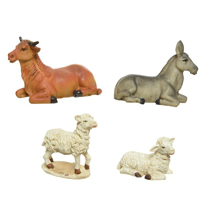 Set di 4 animali per presepe, altezza 3,7 cm