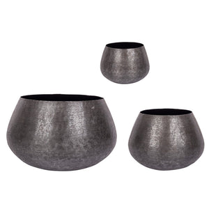 Set 3 porta vaso nero in alluminio stile industriale