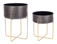 Set 2 porta vaso nero in alluminio stile design