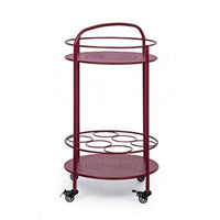 Carrello per bottiglie in acciaio  Rosso Bordeaux