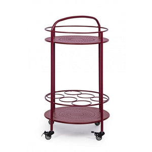 Carrello per bottiglie in acciaio  Rosso Bordeaux