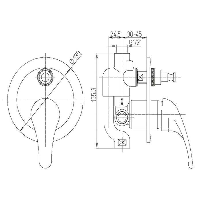 Miscelatore monocomando incasso doccia Derby cromo