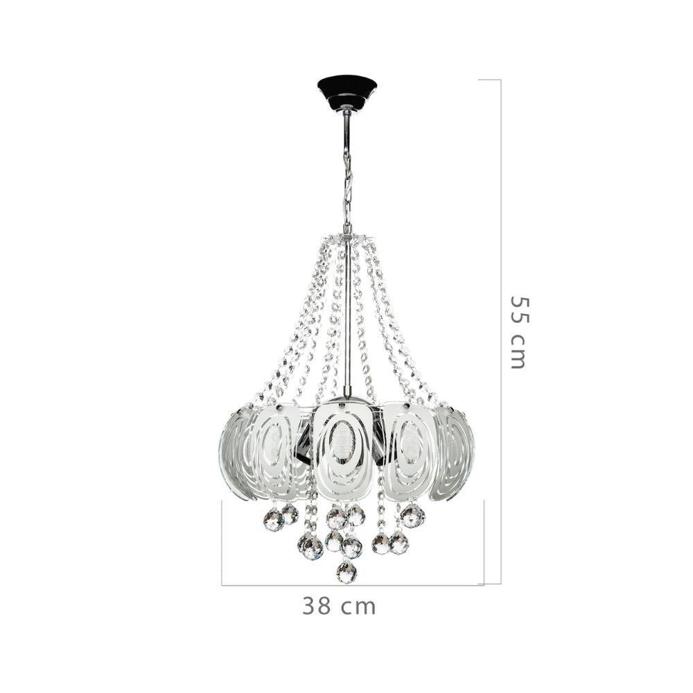 Lampada da soffitto Yon MDL3973 argento vetro decorato e pietre effetto cristallo EFFEZ