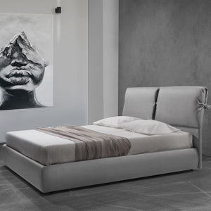 Letto matrimoniale contenitore Fiocco tessuto grigio EFFEZ