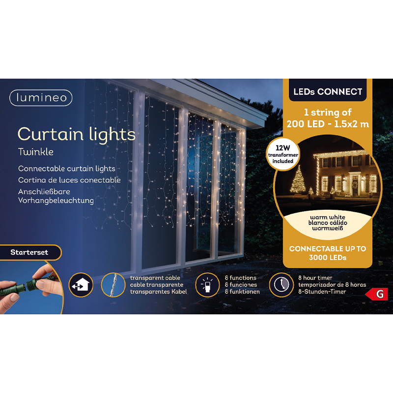 Tenda led Connect Curtain lights 200 led 1,5x2 metri