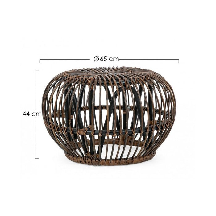 Tavolino Pouf per esterno in rattan Marrone DORADAL diametro 65x h44 cm