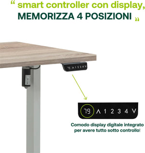 Scrivania Regolabile in Altezza Standing Desk Con 4 Altezze (150x69 cm) Colore Rovere Sonoma e Bianco