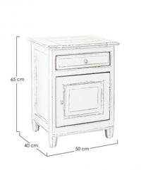 Comodino legno bianco 1 anta 1 cassetto Colette cm 50 x 40 x 65