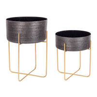 Set 2 porta vaso nero in alluminio stile design