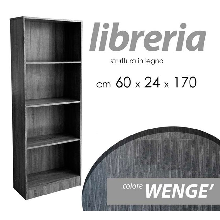 Libreria ufficio cameretta grigio a muro cm 60 x 24 x 170