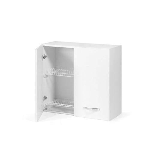 Pensile scolapiatti per cucina Bianco Frassinato Cm 80x32xH 72 con 2 ante