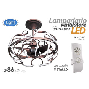 Lampadario moderno  con ventilatore a led e telecomando cm 86