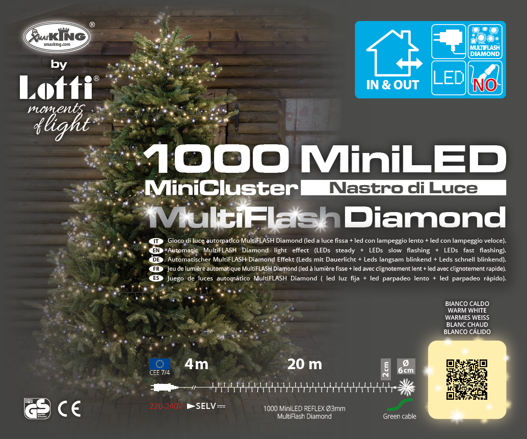 MiniCluster ø6cm 4+20m LED bianco caldo